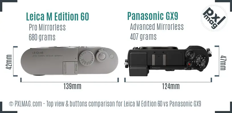 Leica M Edition 60 vs Panasonic GX9 top view buttons comparison