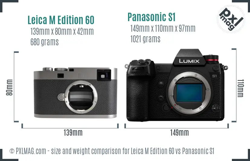 Leica M Edition 60 vs Panasonic S1 size comparison