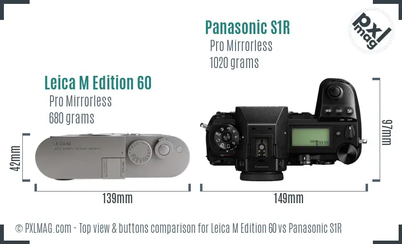 Leica M Edition 60 vs Panasonic S1R top view buttons comparison Leica M Edition 60 vs Panasonic S1R top view buttons comparison