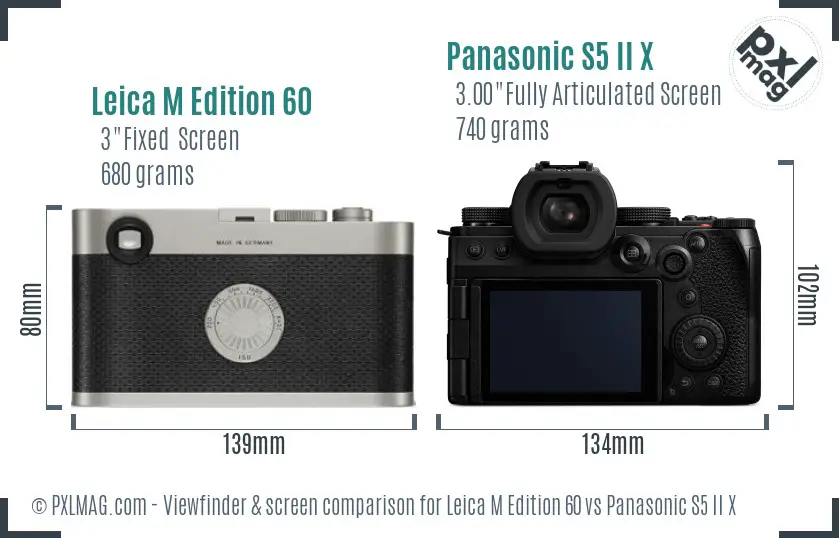 Leica M Edition 60 vs Panasonic S5 II X Screen and Viewfinder comparison Leica M Edition 60 vs Panasonic S5 II X Screen and Viewfinder comparison