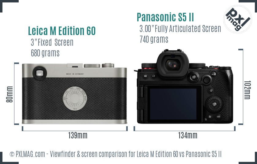 Leica M Edition 60 vs Panasonic S5 II Screen and Viewfinder comparison
