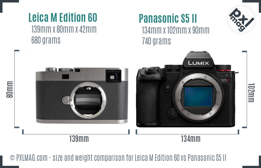 Leica M Edition 60 vs Panasonic S5 II size comparison
