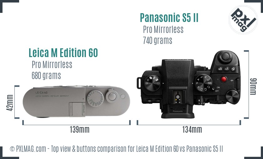 Leica M Edition 60 vs Panasonic S5 II top view buttons comparison