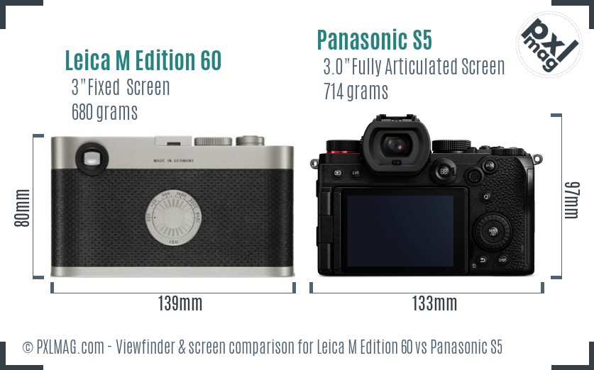Leica M Edition 60 vs Panasonic S5 Screen and Viewfinder comparison