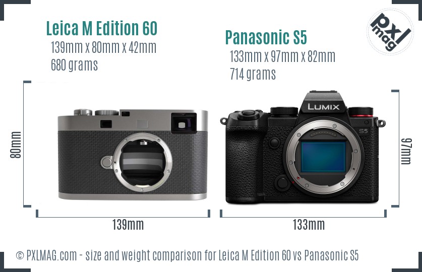 Leica M Edition 60 vs Panasonic S5 size comparison