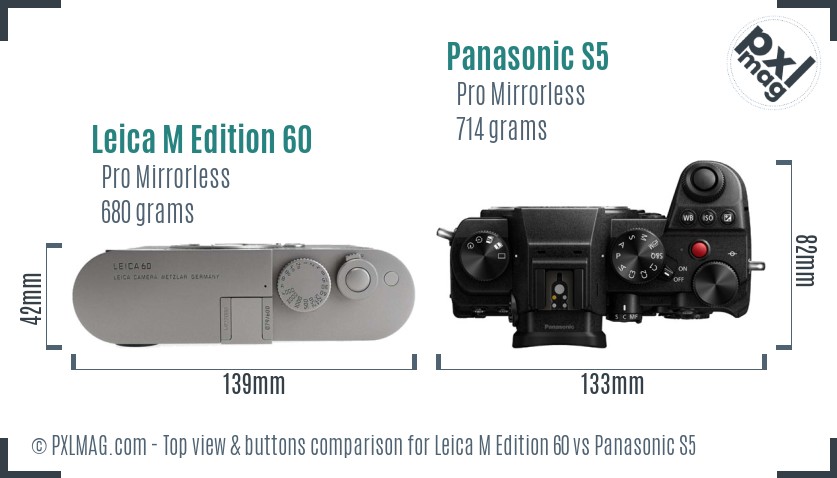 Leica M Edition 60 vs Panasonic S5 top view buttons comparison