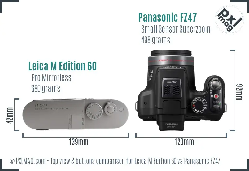 Leica M Edition 60 vs Panasonic FZ47 top view buttons comparison