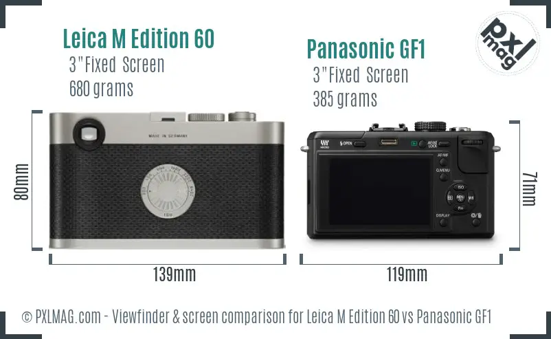 Leica M Edition 60 vs Panasonic GF1 Screen and Viewfinder comparison