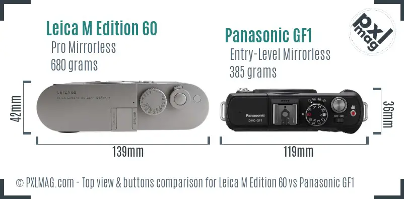 Leica M Edition 60 vs Panasonic GF1 top view buttons comparison