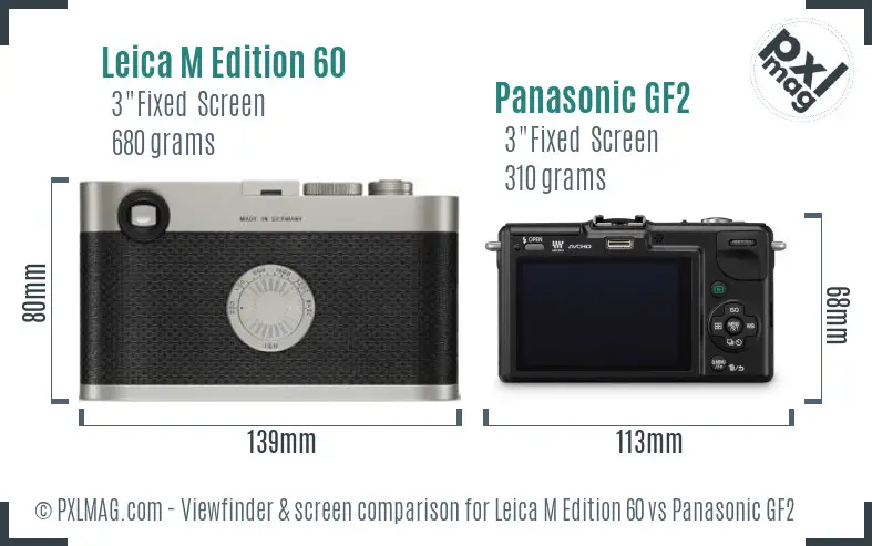 Leica M Edition 60 vs Panasonic GF2 Screen and Viewfinder comparison