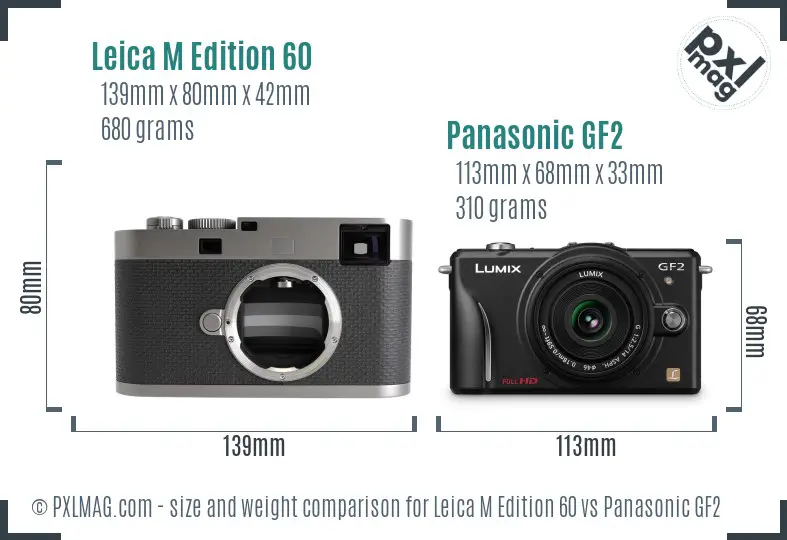 Leica M Edition 60 vs Panasonic GF2 size comparison