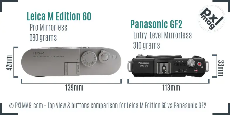 Leica M Edition 60 vs Panasonic GF2 top view buttons comparison