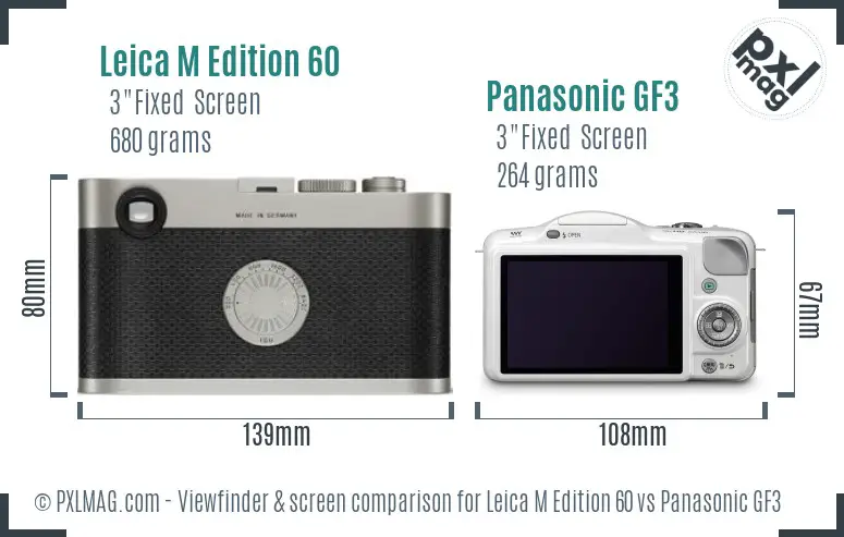 Leica M Edition 60 vs Panasonic GF3 Screen and Viewfinder comparison