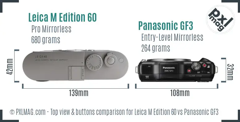 Leica M Edition 60 vs Panasonic GF3 top view buttons comparison