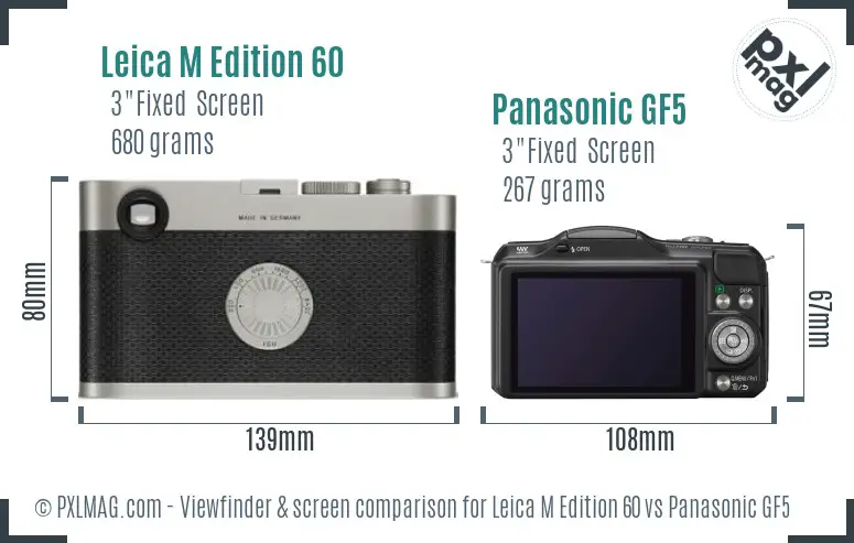 Leica M Edition 60 vs Panasonic GF5 Screen and Viewfinder comparison