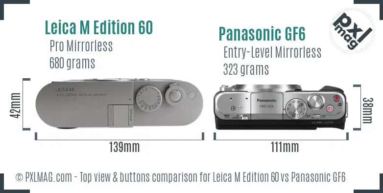 Leica M Edition 60 vs Panasonic GF6 top view buttons comparison
