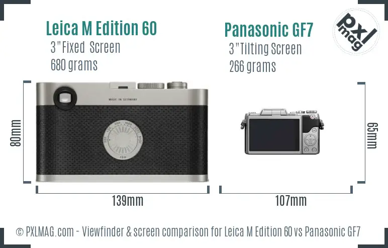 Leica M Edition 60 vs Panasonic GF7 Screen and Viewfinder comparison