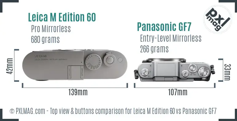 Leica M Edition 60 vs Panasonic GF7 top view buttons comparison