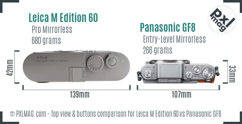 Leica M Edition 60 vs Panasonic GF8 top view buttons comparison
