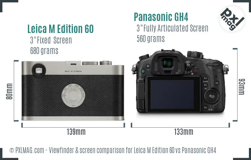 Leica M Edition 60 vs Panasonic GH4 Screen and Viewfinder comparison