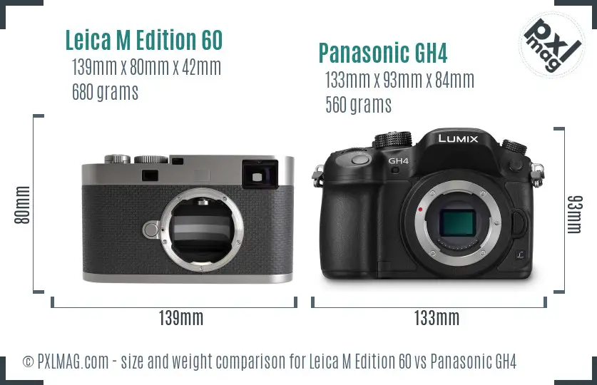 Leica M Edition 60 vs Panasonic GH4 size comparison