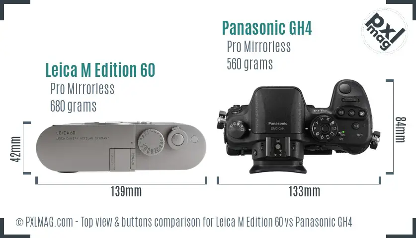 Leica M Edition 60 vs Panasonic GH4 top view buttons comparison