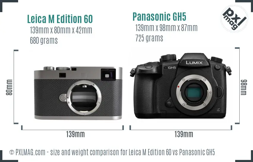 Leica M Edition 60 vs Panasonic GH5 size comparison