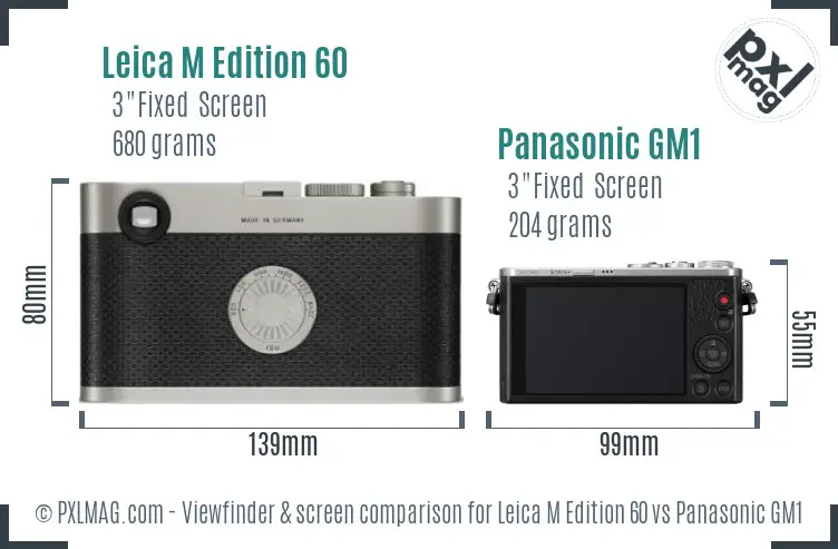 Leica M Edition 60 vs Panasonic GM1 Screen and Viewfinder comparison