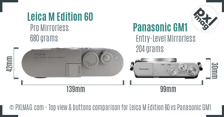 Leica M Edition 60 vs Panasonic GM1 top view buttons comparison