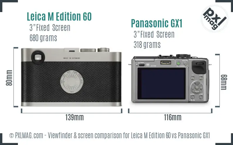 Leica M Edition 60 vs Panasonic GX1 Screen and Viewfinder comparison Leica M Edition 60 vs Panasonic GX1 Screen and Viewfinder comparison