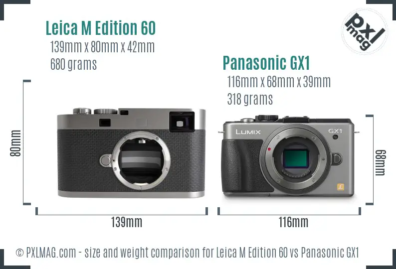Leica M Edition 60 vs Panasonic GX1 size comparison Leica M Edition 60 vs Panasonic GX1 size comparison