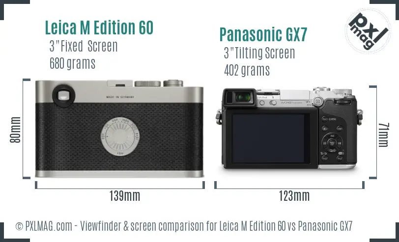 Leica M Edition 60 vs Panasonic GX7 Screen and Viewfinder comparison