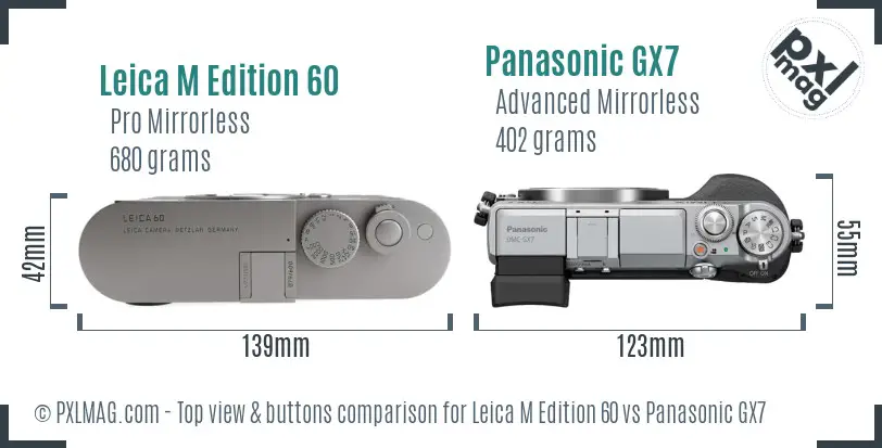 Leica M Edition 60 vs Panasonic GX7 top view buttons comparison