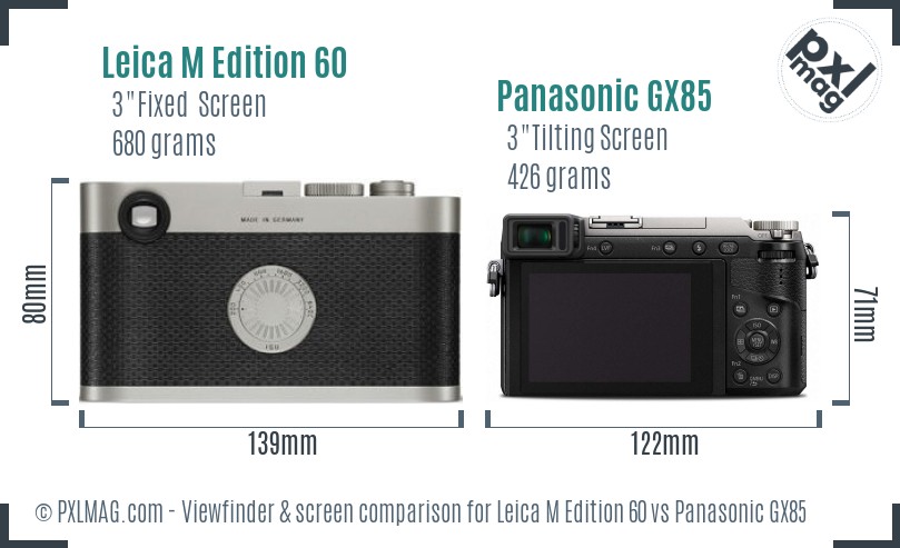 Leica M Edition 60 vs Panasonic GX85 Screen and Viewfinder comparison