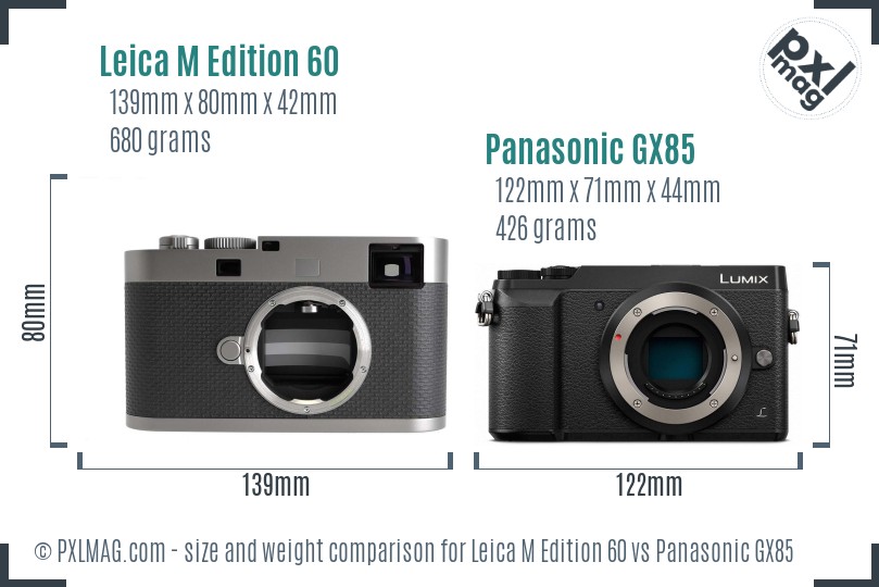 Leica M Edition 60 vs Panasonic GX85 size comparison