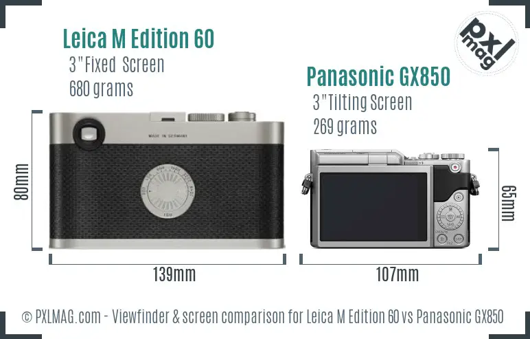 Leica M Edition 60 vs Panasonic GX850 Screen and Viewfinder comparison