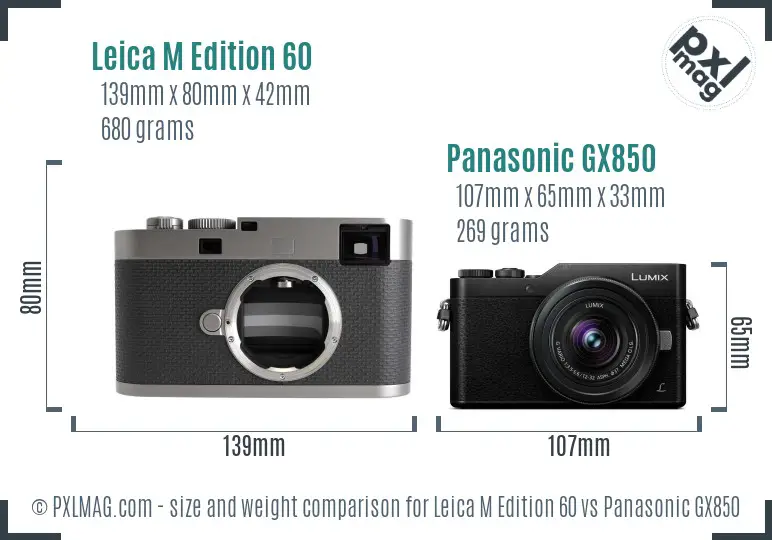 Leica M Edition 60 vs Panasonic GX850 size comparison