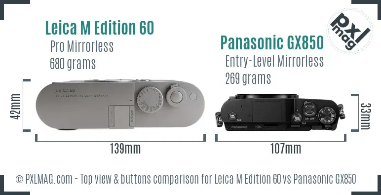 Leica M Edition 60 vs Panasonic GX850 top view buttons comparison