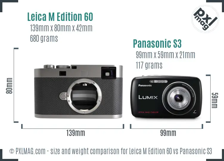 Leica M Edition 60 vs Panasonic S3 size comparison
