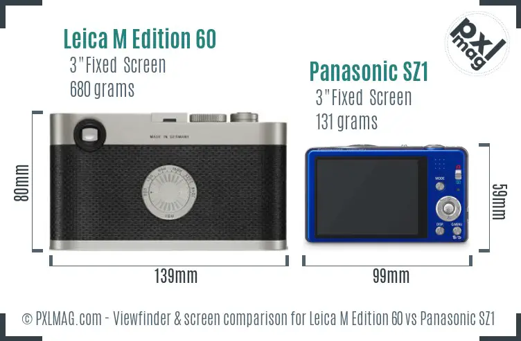 Leica M Edition 60 vs Panasonic SZ1 Screen and Viewfinder comparison