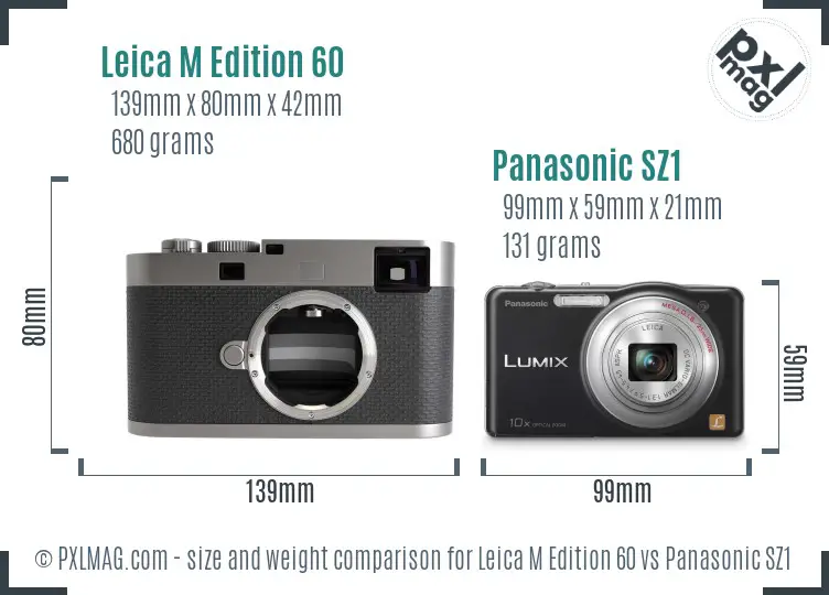 Leica M Edition 60 vs Panasonic SZ1 size comparison