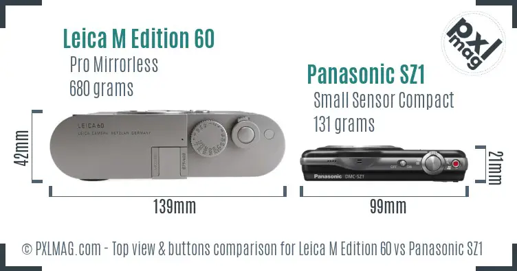 Leica M Edition 60 vs Panasonic SZ1 top view buttons comparison