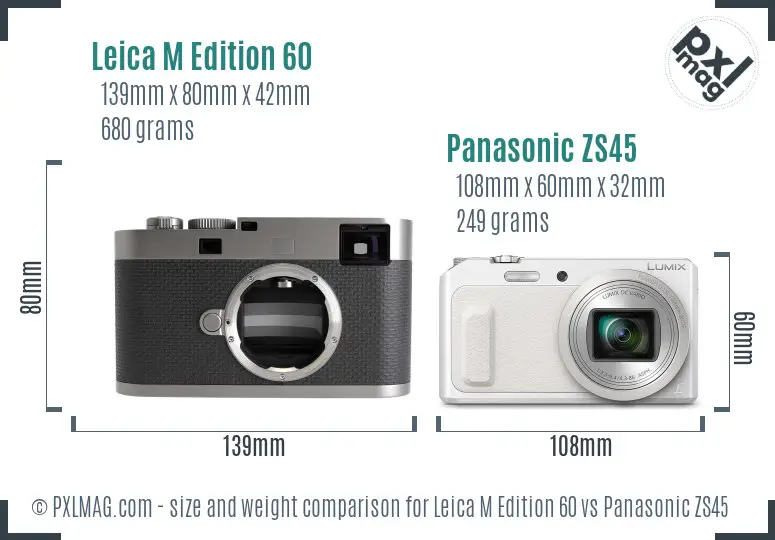 Leica M Edition 60 vs Panasonic ZS45 size comparison