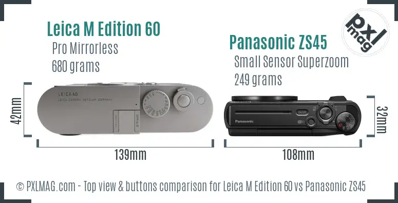 Leica M Edition 60 vs Panasonic ZS45 top view buttons comparison