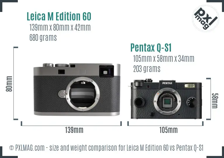 Leica M Edition 60 vs Pentax Q-S1 size comparison Leica M Edition 60 vs Pentax Q-S1 size comparison