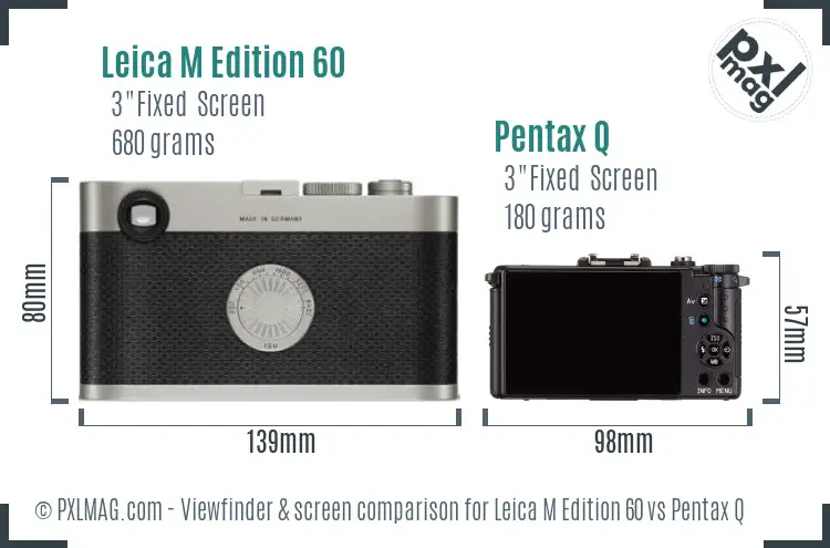 Leica M Edition 60 vs Pentax Q Screen and Viewfinder comparison