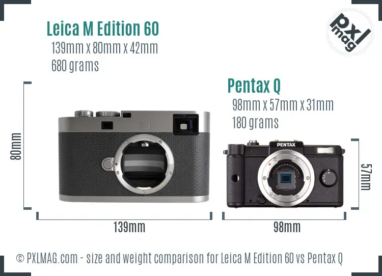 Leica M Edition 60 vs Pentax Q size comparison