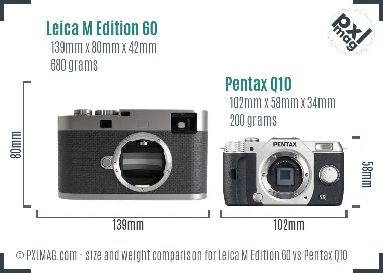 Leica M Edition 60 vs Pentax Q10 size comparison