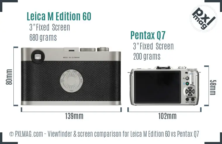 Leica M Edition 60 vs Pentax Q7 Screen and Viewfinder comparison