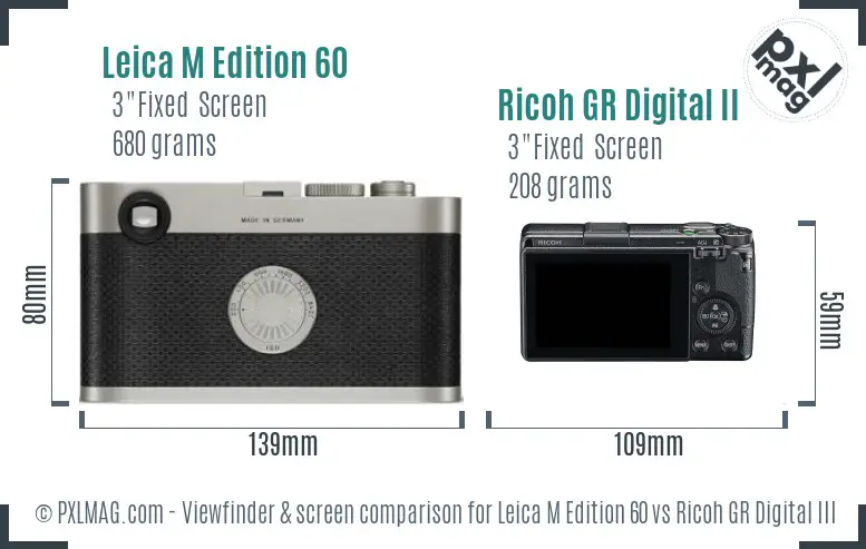 Leica M Edition 60 vs Ricoh GR Digital III Screen and Viewfinder comparison